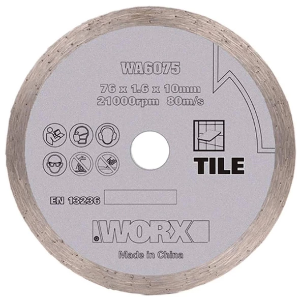 WORX WA6075 WX801 İçin 76x10mm Fayans, Seramik, Mermer Elmas Kesme Diski