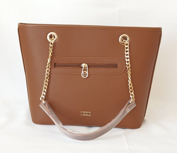 24KCADZ029 Model Sarach Marka Taba Renk Zincir ve Toka Detaylı Kadın Kol Çantası - 2