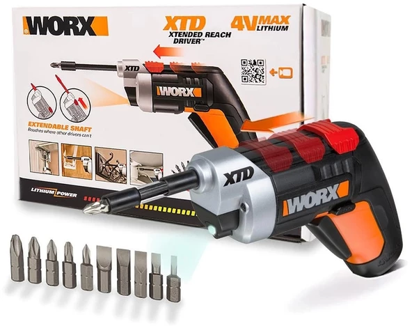 WORX WX252 4Volt/1.5Ah. Li-ion Şarjlı Tornavida + 10 adet Bits Uç