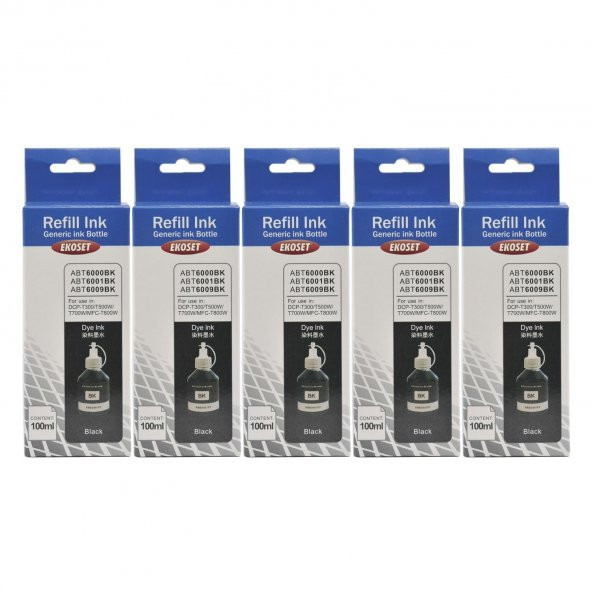 Ekoset Brother DCP T300 T310 uyumlu Siyah Mürekkep 100ml 5 adet - Resim 2