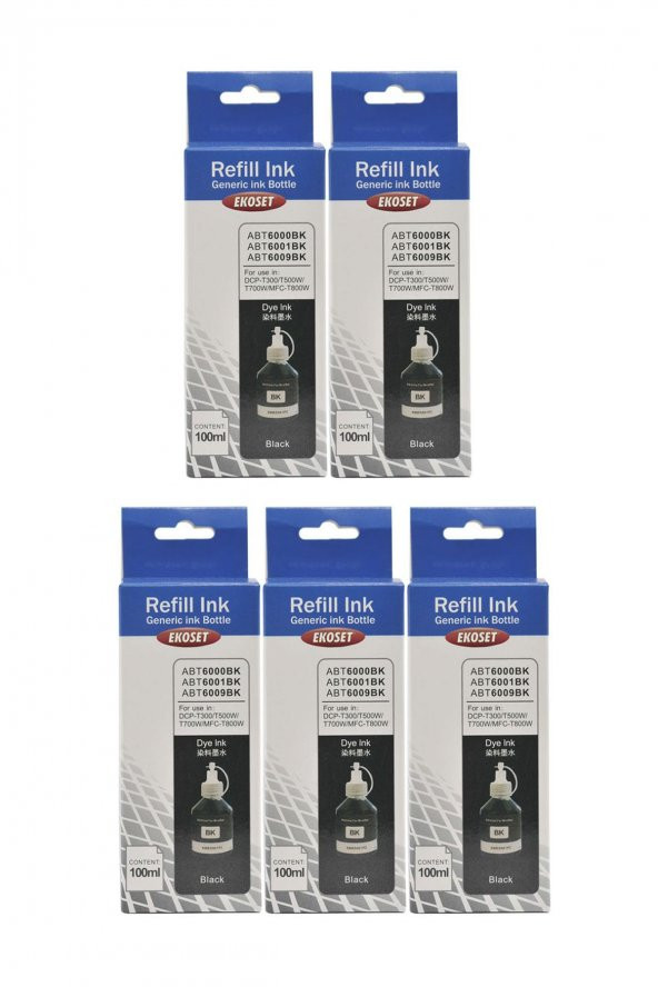 Ekoset Brother DCP T300 T310 uyumlu Siyah Mürekkep 100ml 5 adet - Resim 4