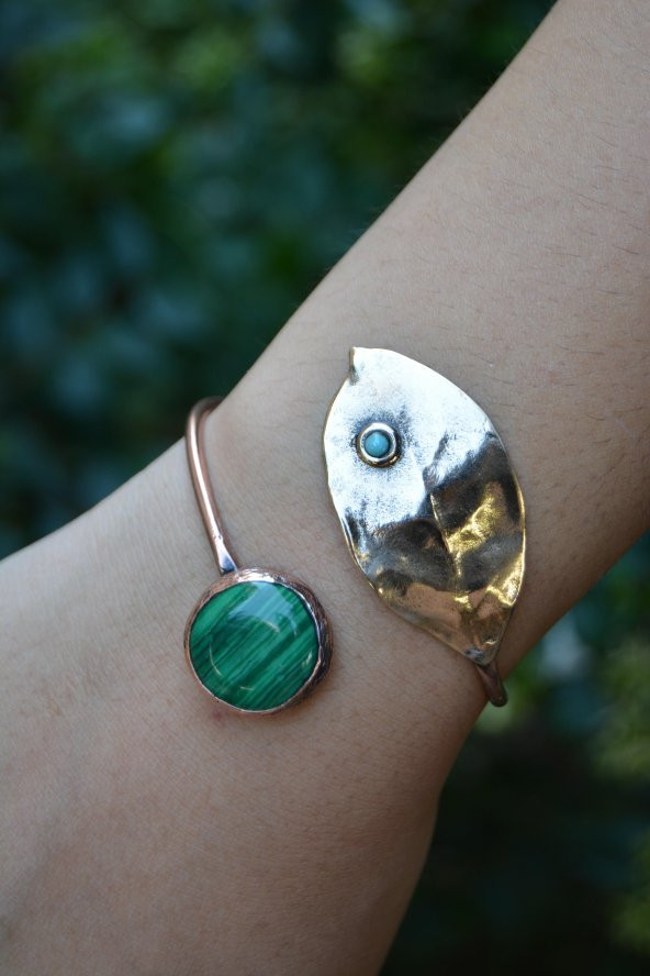 STONEAGE Malahit Taşlı Yaprak Tasarım Kadın Bileklik ürün görseli