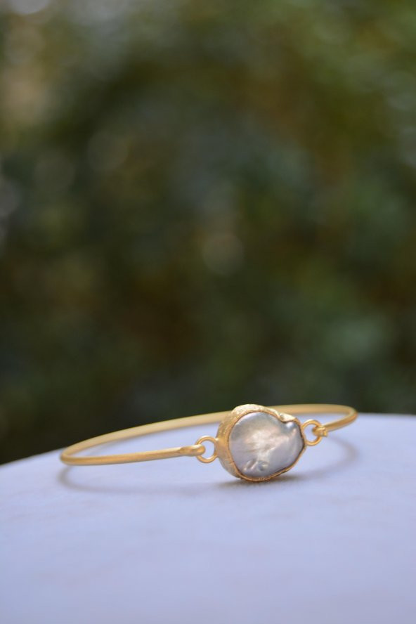 STONEAGE Sakız İncisi Altın Kaplama Bayan Bileklik - Resim 2