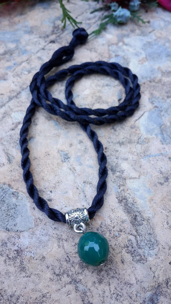 STONEAGE Bayan Kolye Yeşil Akik Orjinal Doğaltaş ürün görseli