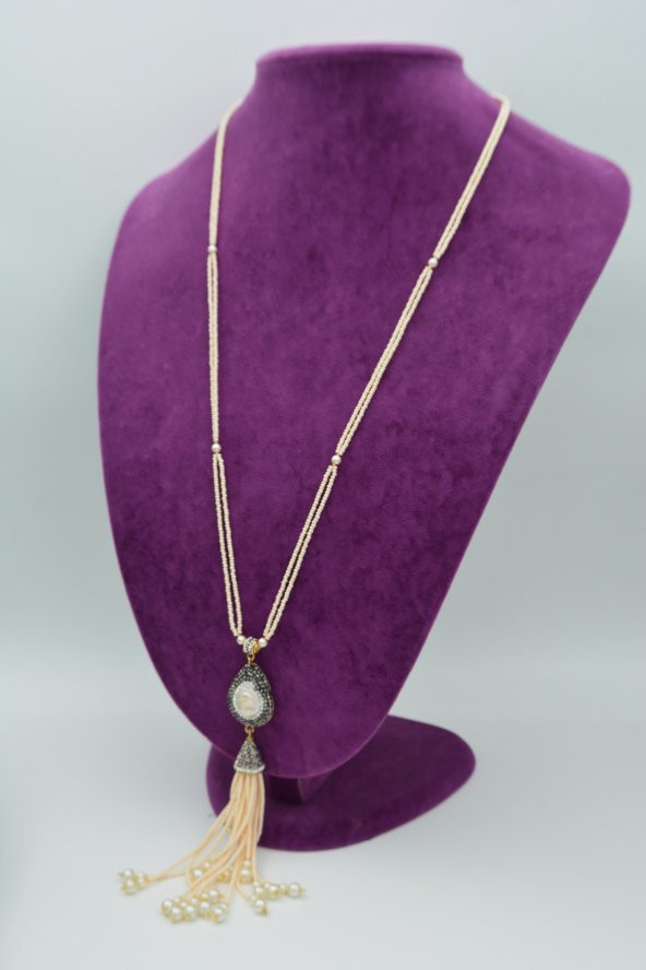 STONEAGE Sakız İncili Özel Tasarım Şık Kolye - Resim 3