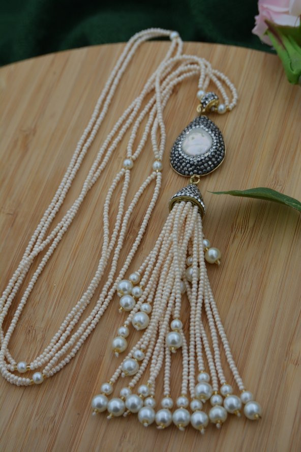 STONEAGE Sakız İncili Özel Tasarım Şık Kolye - Resim 9