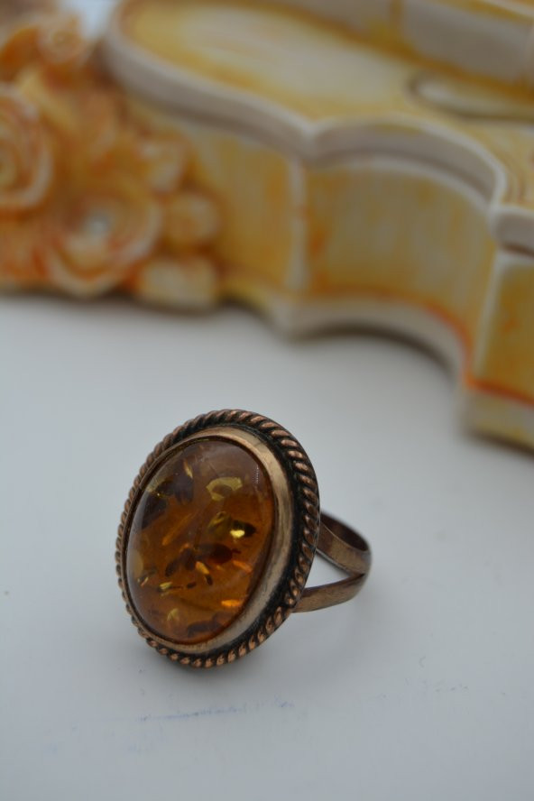 STONEAGE SIKMA KEHRİBR DOĞALTAŞLI EL SIVAMASI YÜZÜK ürün görseli