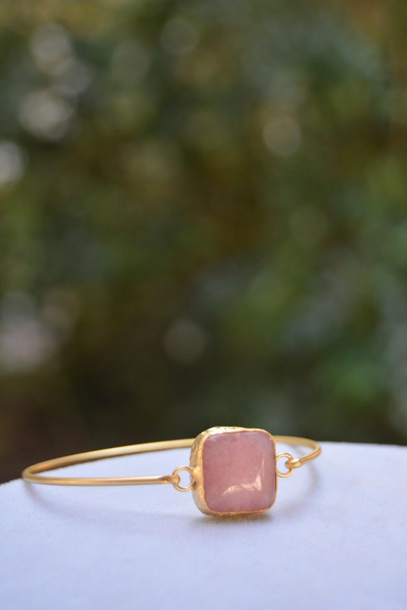 STONEAGE Pembe Kuvars Altın Kaplama Bayan Bileklik - Resim 2
