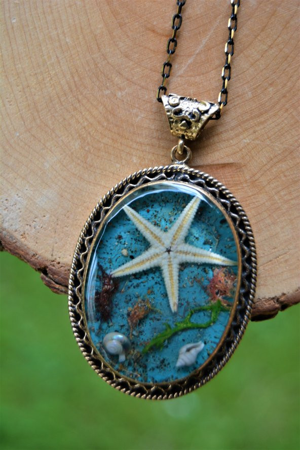 STONEAGE Gerçek Deniz Yıldızı Büyük Boy Tasarım Bayan Kolye ürün görseli