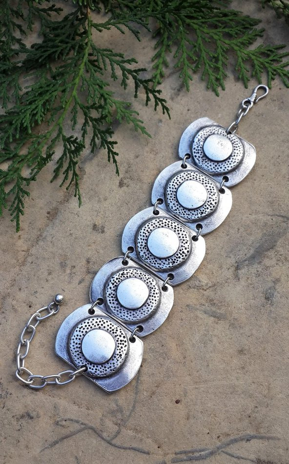 STONEAGE Hint Gümüşü Vintage Bohem Kadın Bileklik Boho Tarz Yerli Üretim Türk Malı - 3