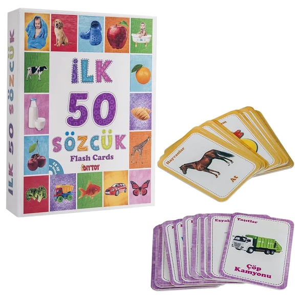 İlk 50 Sözcük Flash Cards Bebek Zeka Oyunları Eğitici Oyuncak - 2