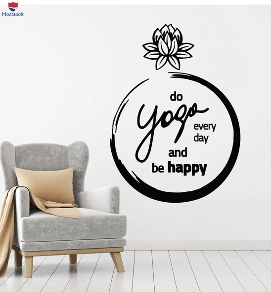 Oturma Odası, Yatak Odası Duvar Sticker Lotus Çiçeği Yoga Stüdyosu Cümle Mutlu Olun Meditasyon Çıkartmalar