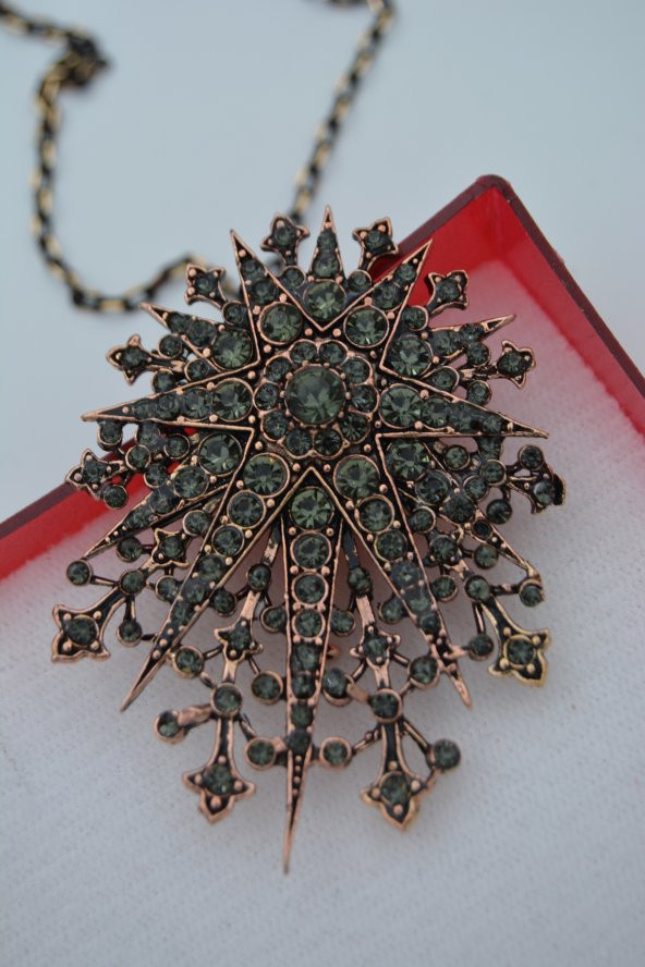 STONEAGE Zirkon Taşlı Broş Hem Broş Hem Kolye Olarak Kullanılır - 2