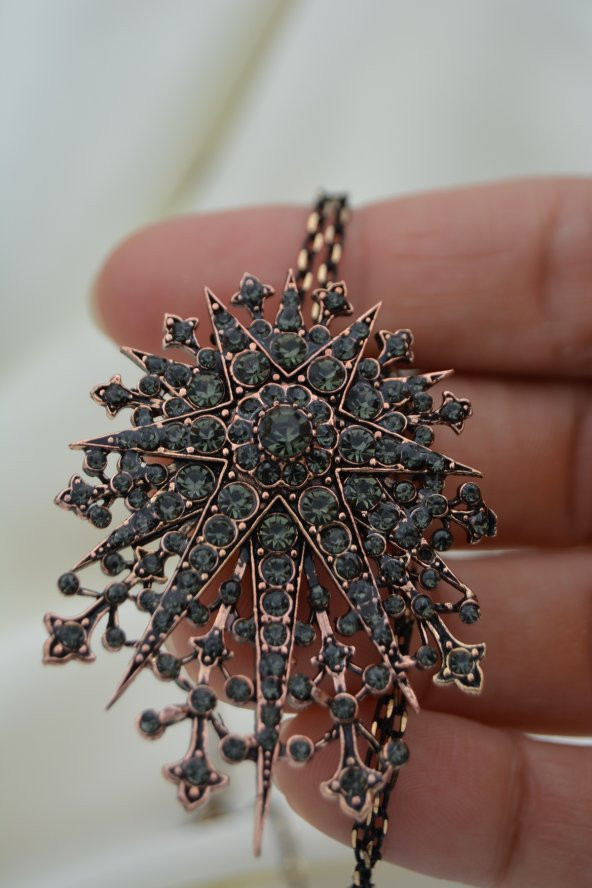 STONEAGE Zirkon Taşlı Broş Hem Broş Hem Kolye Olarak Kullanılır - 4