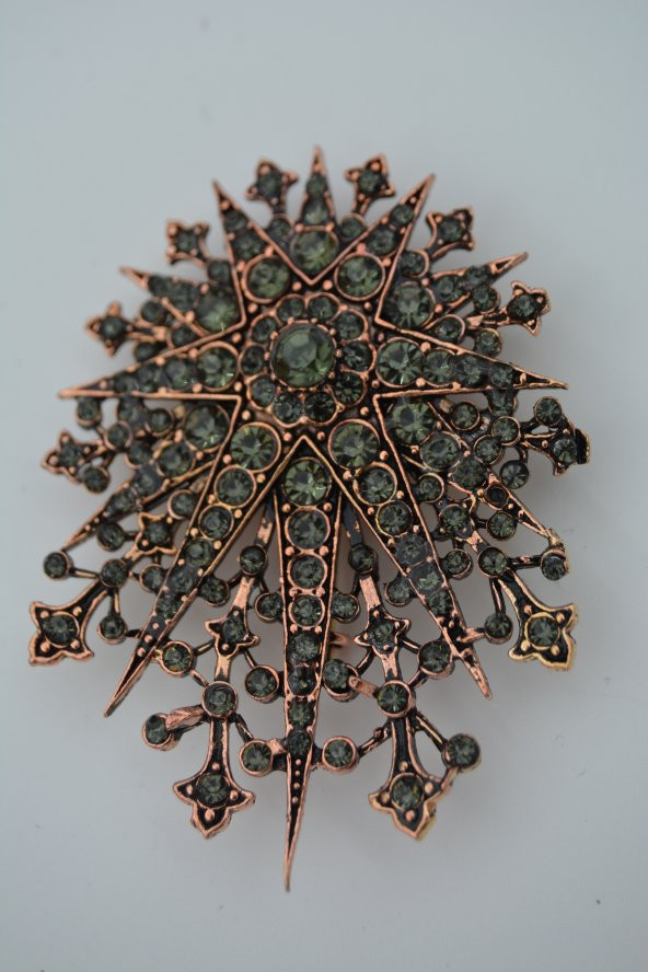 STONEAGE Zirkon Taşlı Broş Hem Broş Hem Kolye Olarak Kullanılır - 6