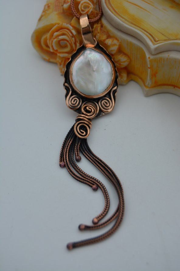 STONEAGE BAROK İNCİLİ TASARIM KOLYE - Resim 2