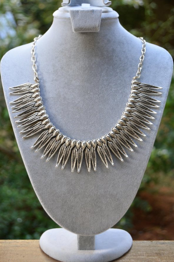 STONEAGE Genç Bayan Kolye Bohem Boho Gerdanlık Hint Gümüşü Türk Malı ürün görseli