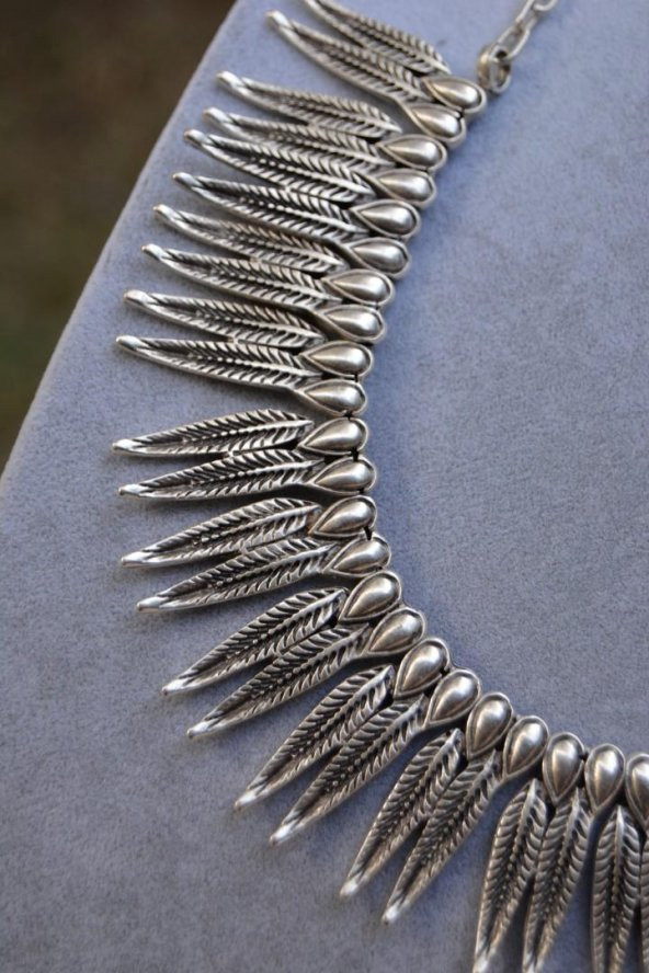 STONEAGE Genç Bayan Kolye Bohem Boho Gerdanlık Hint Gümüşü Türk Malı - Resim 3