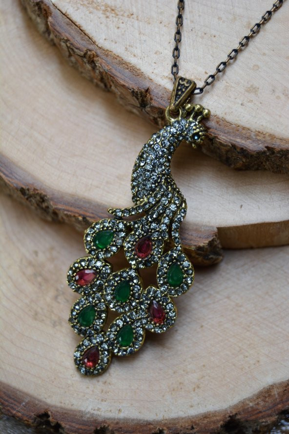 STONEAGE Tavus Kuşu Zincir Hediyeli Bayan Kolye - Resim 2