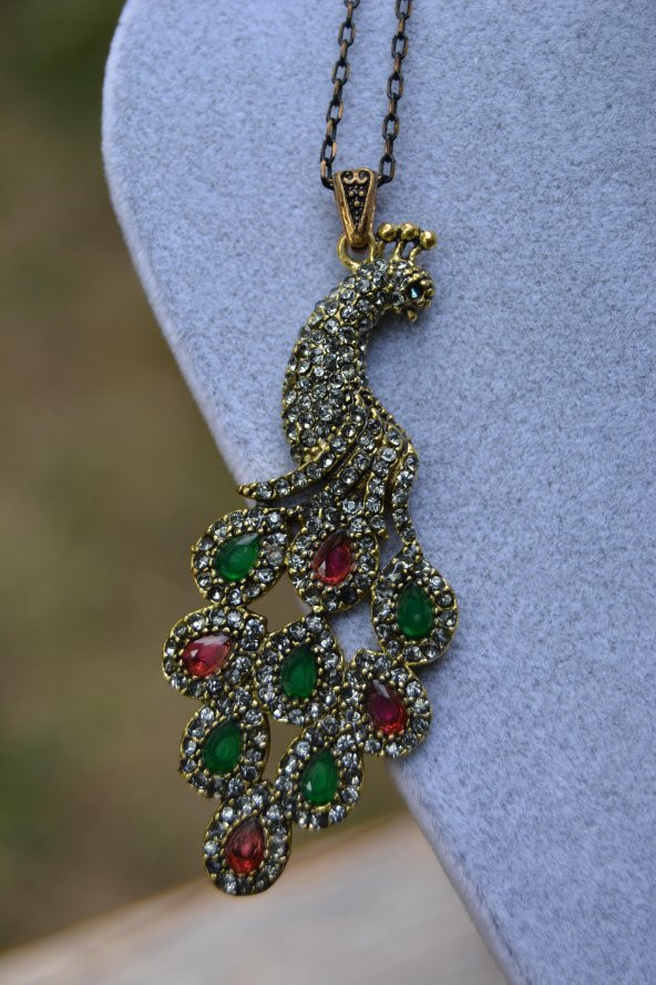 STONEAGE Tavus Kuşu Zincir Hediyeli Bayan Kolye - Resim 3