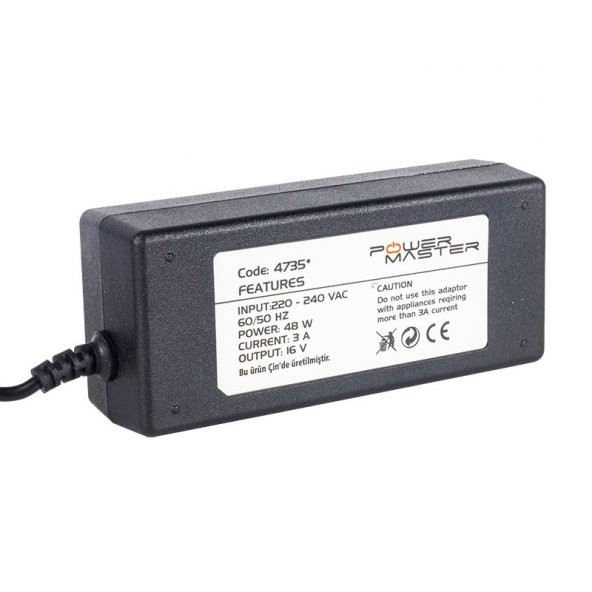 Powermaster Pm-4735 16V 3A Tos Rca Uçlu Santral Adaptörü