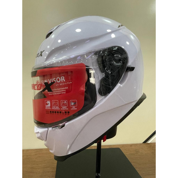 SCOYCO X507 GÜNEŞ VİZÖRLÜ KAPALI MOTOSİKLET KASKI BEYAZ - 2