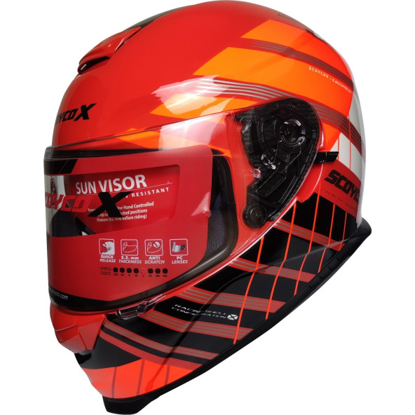 SCOYCO X507 GÜNEŞ VİZÖRLÜ KAPALI MOTOSİKLET KASKI - 5