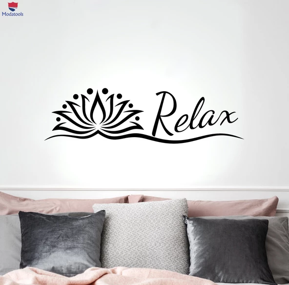 Oturma Odası, Yatak Odası Duvar Sticker Relax Yoga Stüdyosu Nefes Lotus Çiçeği Budizm Meditasyon Çıkartmaları 35 inç x 9.5 inç