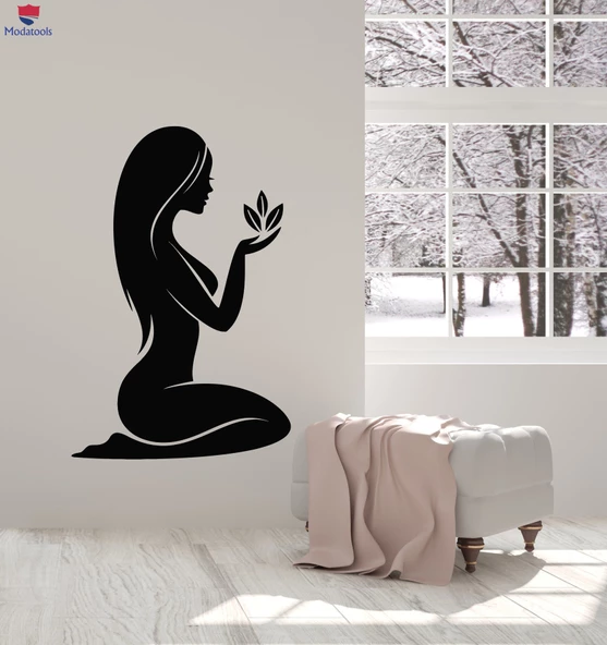 Oturma Odası, Yatak Odası Duvar Sticker Çıplak Kız Doğa Çiçekler Masaj Spa Güzellik Salonu Çıkartmalar - 1