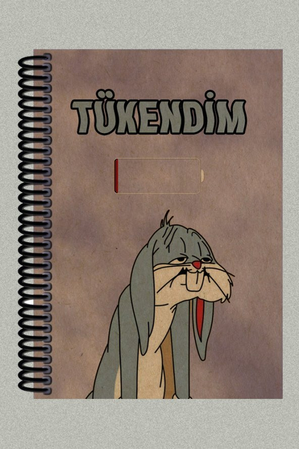 Buggs Bunny Tükendim Tasarımlı Spiralli A5 Çizgisiz Kraft Kapaklı Defter (200 Sayfa) ürün görseli