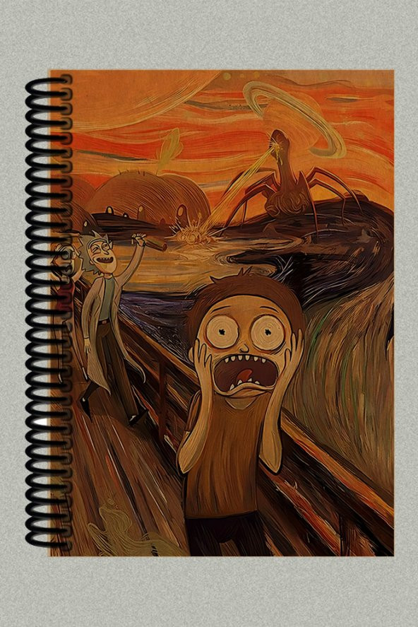 Rick and Morty Çığlık Desenli Spiralli A5 Çizgisiz Defter (200 Sayfa)