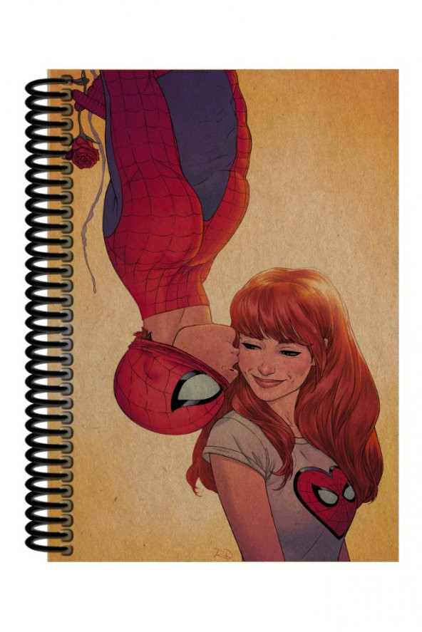 Spiderman & Marry Jane Love Desenli Spiralli A5 Çizgisiz Defter (200 Sayfa)