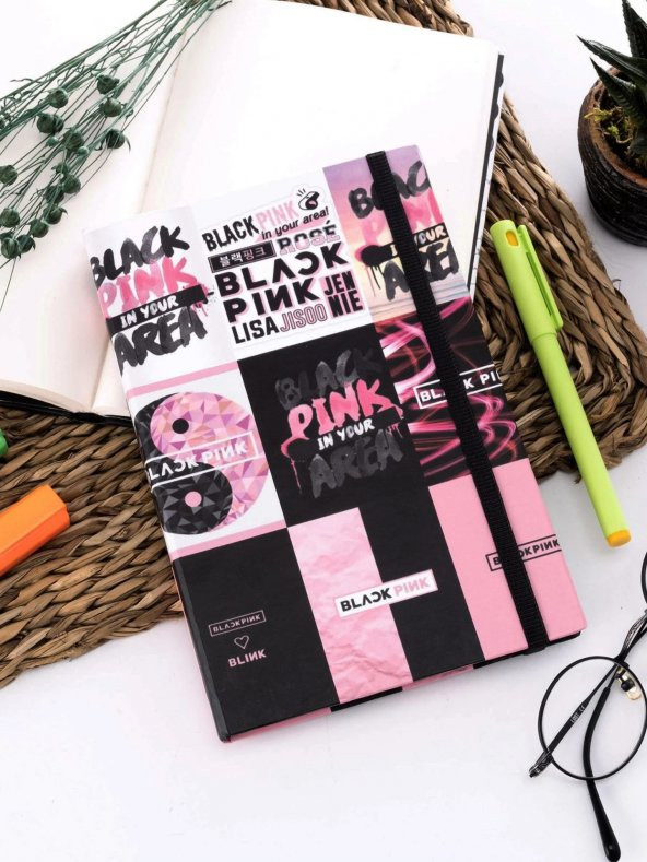 Blackpink Kolaj Lastikli A5 Sert Kapaklı Defter (60 Yaprak 120 Sayfa)