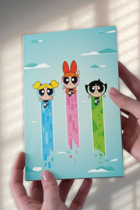 Powerpuff Bacılar Mavi A5 Çizgisiz Defter (50 Sayfa) ürün görseli