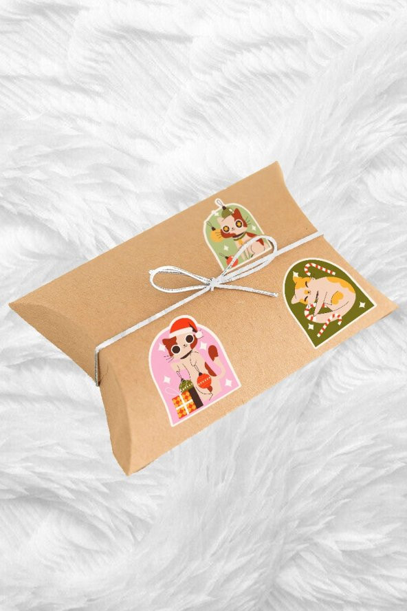 Yılbaşı Noel Sevimli Kediler 12Li Laptop, Tablet, Cep Telefonu Sticker Seti - 2