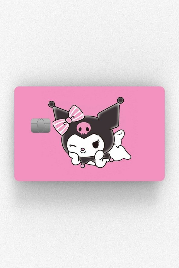 Kuromi Pembe Çipli/Çipsiz Kart Stickerı Kaplama ürün görseli