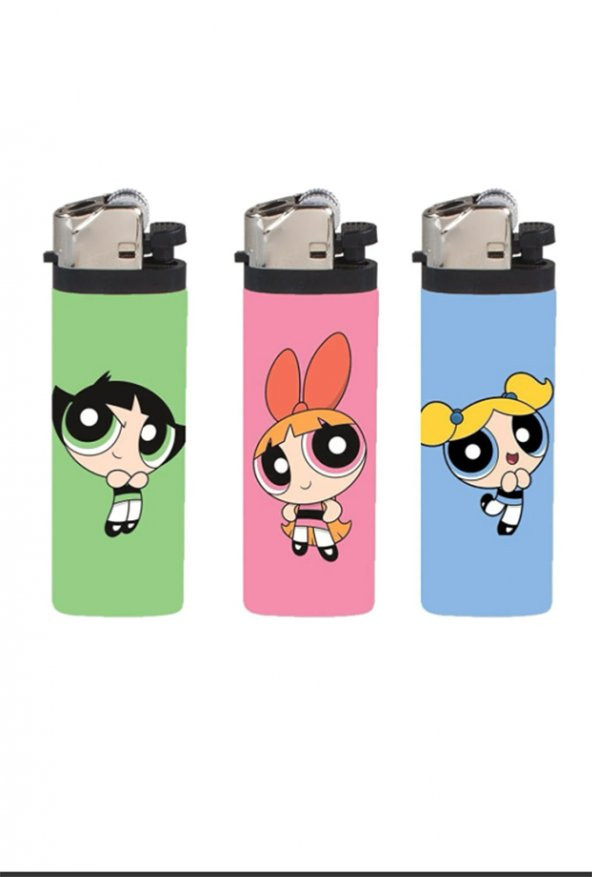 3lü Powerpuff Girls Full Kaplamalı Gazlı Çakmak