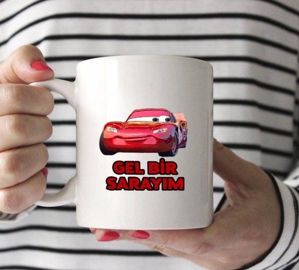 2li McQueen & Sally Sevgililere Özel Hediyelik Beyaz Kupa Çeşitleri (2 ADET) - 2