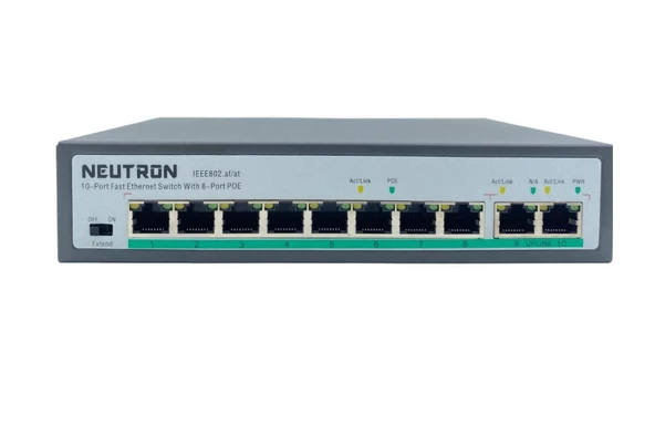 Neutron NT-PS08-120 8 Port Poe + 2 Port Uplink 250 Metre 120W Poe Switch