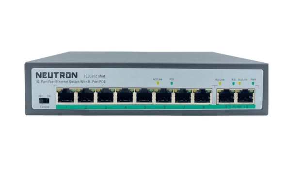 Neutron NT-PS08-120 8 Port Poe + 2 Port Uplink 250 Metre 120W Poe Switch