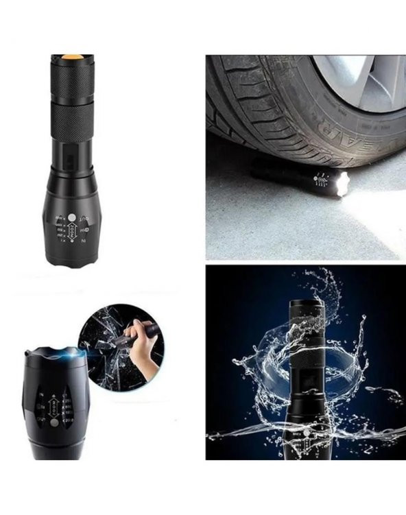 Black Watton Q5 Led Şarj Edilebilir El Feneri (Beyaz | Sarı | Mor Renk Aydınlatma) - Resim 5