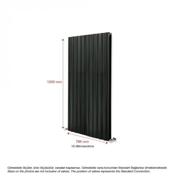 1200X795mm Amber Dikey Antrasit Alüminyum Radyatör Standart Bağlantı - 2