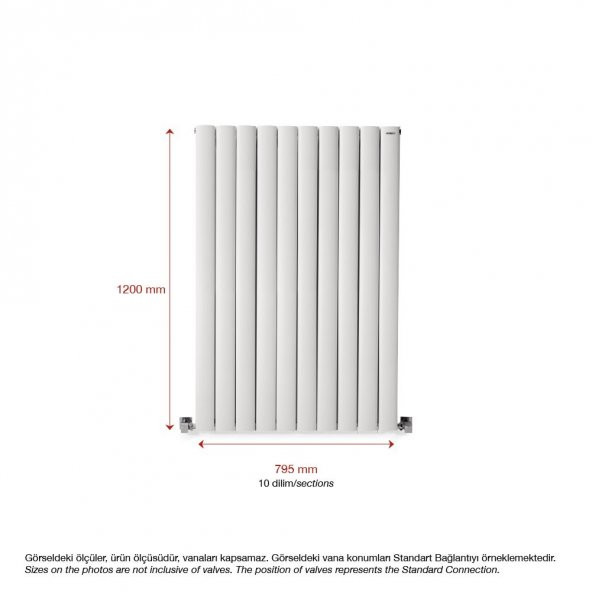 1200X795mm Lilac Dikey Beyaz Alüminyum Radyatör Standart Bağlantı - 2