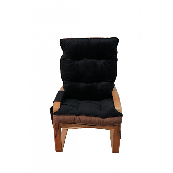 Mobildeco Şehzade Ahşap Cepli Yaylanır Dinlenme Koltuğu Çift Renktir Siyah/ Siyah Babyface - 2