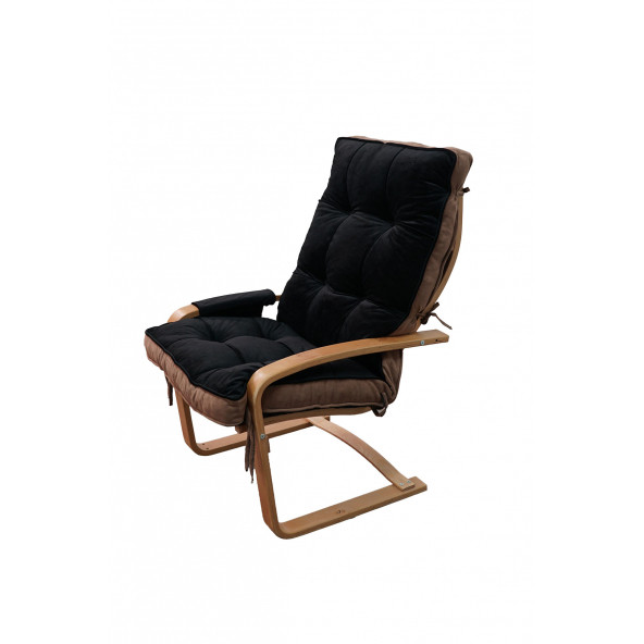 Mobildeco Şehzade Ahşap Cepli Yaylanır Dinlenme Koltuğu Çift Renktir Siyah/ Siyah Babyface - 3