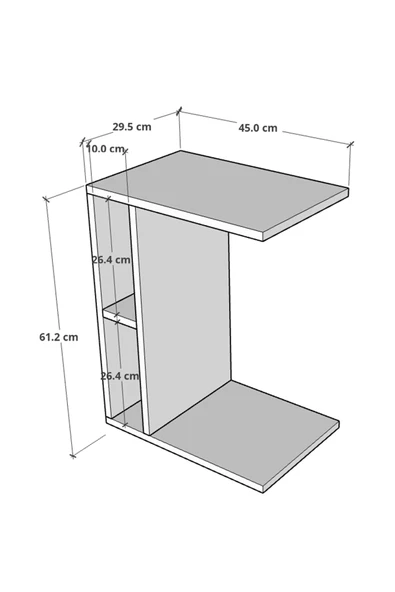 C Yan Sehpa Tekerlekli Koltuk Kenarı Dergilik Sehpa Beyaz - 4