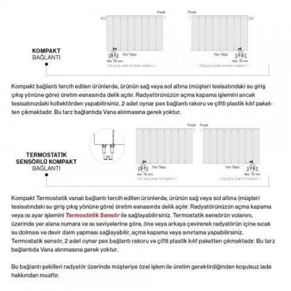 1800X395mm Amber Dikey Gümüş Gri Alüminyum Radyatör Standart Bağlantı - 4