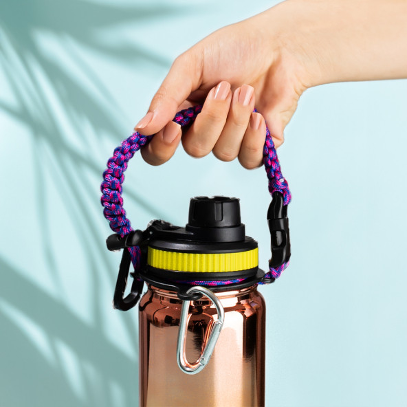 Cooker 1395-1 Paslanmaz Çelik Sızdırmaz Çift Katmanlı Taşıma Askılı Çay Kahve Termosu Bakır 700 ml - 2