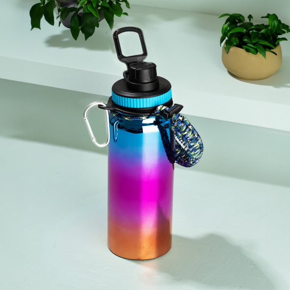 Cooker 1395-2 Paslanmaz Çelik Sızdırmaz Çift Katmanlı Taşıma Askılı Çay Kahve Termosu Mavi 700 ml