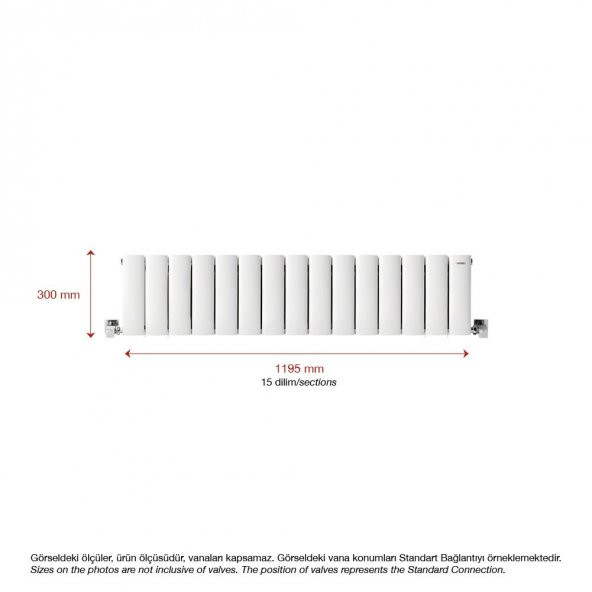 300X1195mm Lilac Yatay Beyaz Alüminyum Radyatör Standart Bağlantı - 2